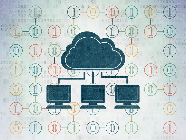 Cloud-Technologie-Konzept: Cloud-Netzwerk auf digitalem Papier Hintergrund — Stockfoto