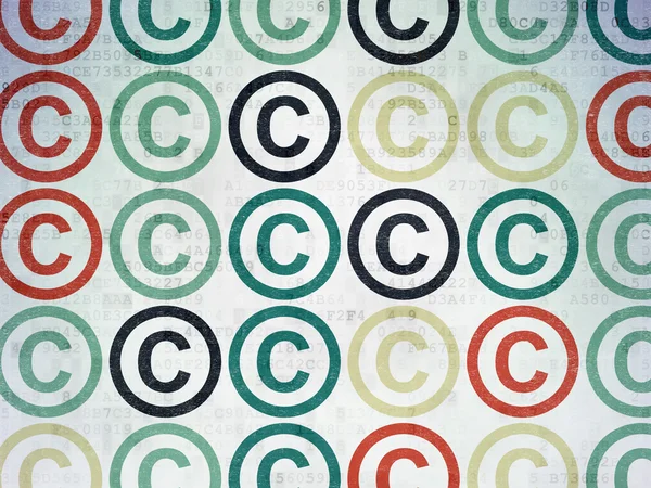 Понятие закона: Иконки авторских прав на фоне цифровых документов — стоковое фото