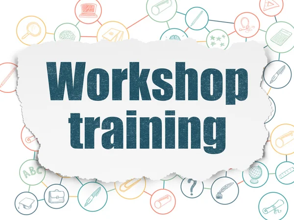 Ausbildungskonzept: Workshop-Training auf zerrissenem Papier-Hintergrund — Stockfoto