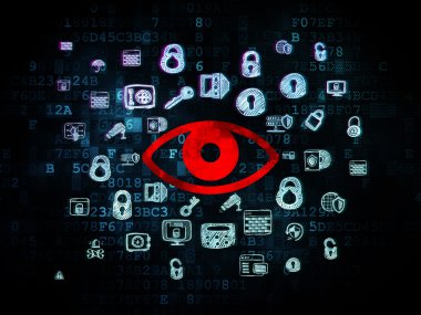 Emniyet konsepti: dijital arka plan üzerinde göz