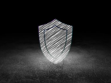 Güvenlik kavramı: grunge karanlık odada kalkan