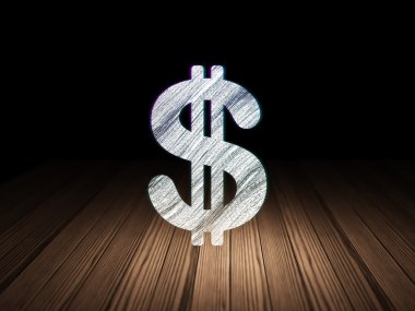 Para birimi kavramı: grunge karanlık odada Doları