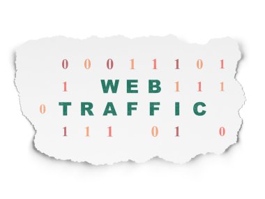 Web geliştirme kavramı: Yırtık Kağıt arkaplanındaki Web Trafiği