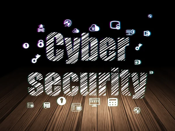 Концепция конфиденциальности: кибербезопасность в гранж-темной комнате — стоковое фото