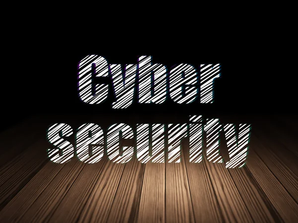 Privacy concept: de veiligheid van de cyberruimte in grunge donkere kamer — Stockfoto