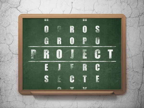 Financiën concept: woord Project bij het oplossen van kruiswoordraadsel — Stockfoto