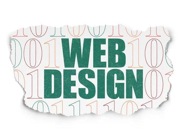 Web ontwerp: webdesign op gescheurd papier achtergrond — Stockfoto