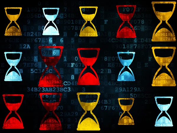 Time concept: Hourglass icons on Digital background — Stock Photo, Image