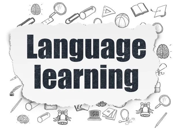 Learning concept: Language Learning on Torn Paper background — Stock Photo, Image