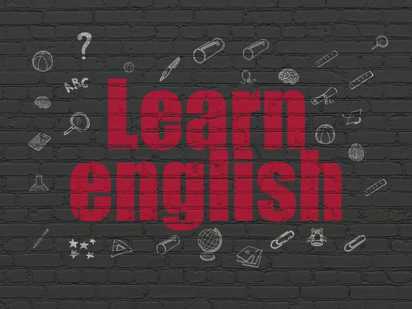 Conceito de educação: Aprenda inglês no fundo da parede — Fotografia de Stock