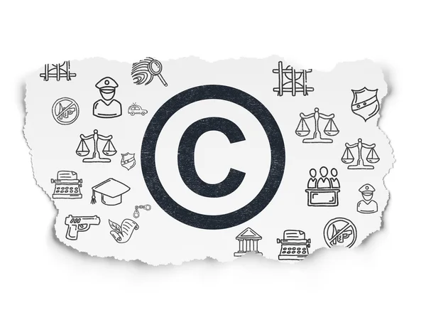 Gesetzeskonzept: Urheberrecht auf zerrissenem Papier — Stockfoto