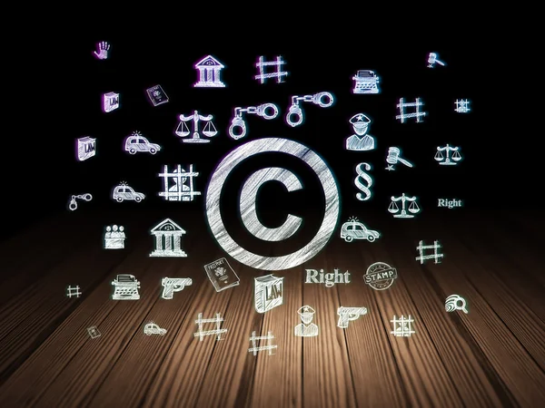 Concepto de ley: Copyright en sala oscura grunge — Foto de Stock