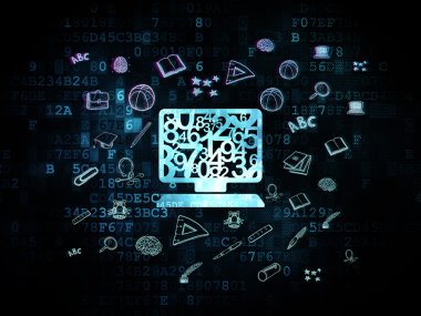 Kavram öğrenme: bilgisayar dijital arka plan üstünde Pc