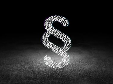 Hukuk kavramı: paragraf grunge karanlık odada