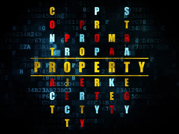 Concepto de negocio: palabra propiedad en la resolución de crucigramas Puzzle — Foto de Stock