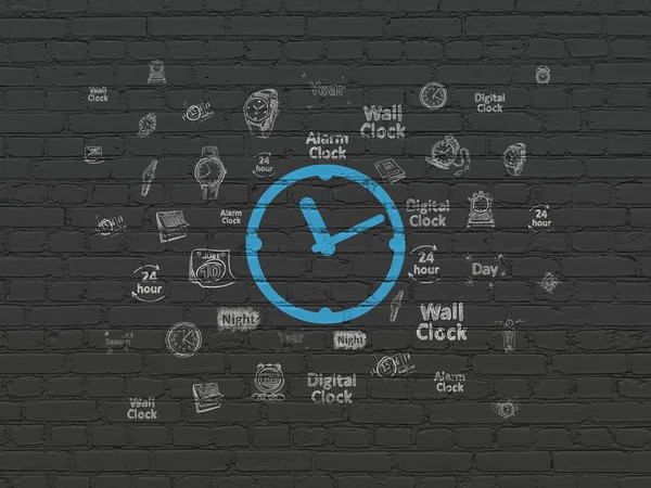 Koncept čas: hodiny na zeď na pozadí — Stock fotografie