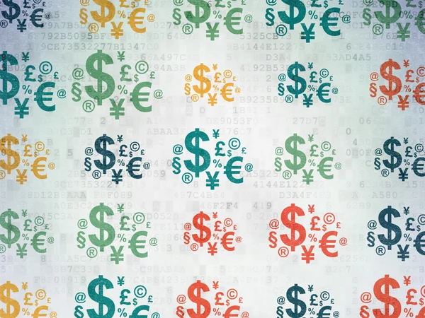 Nachrichtenkonzept: Finanzsymbole auf digitalem Papierhintergrund — Stockfoto
