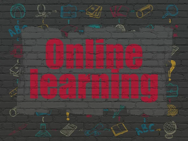 Koncepcja studia: Online uczenia się na tle ściany — Zdjęcie stockowe