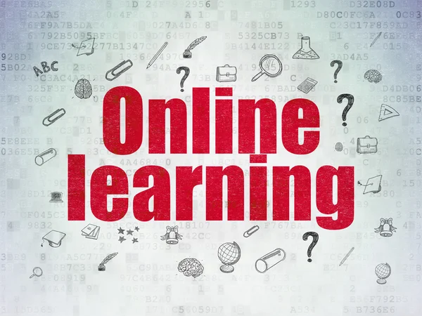 Conceito de aprendizagem: Aprendizagem online sobre fundo de papel digital — Fotografia de Stock