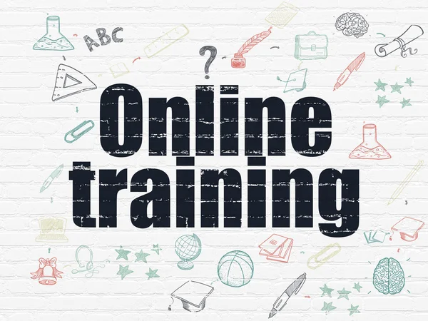Lära sig begrepp: onlineutbildning på väggen bakgrund — Stockfoto