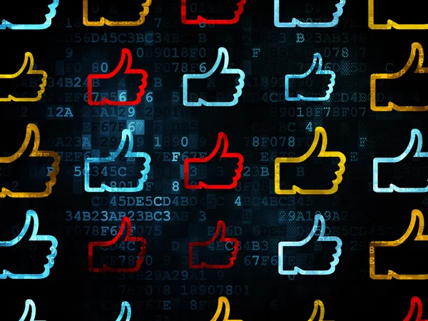 Social network concept: Thumb Up icons on Digital background — Stock Photo, Image