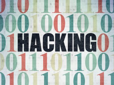 Emniyet konsepti: dijital kağıt arka plan üzerinde Hacking