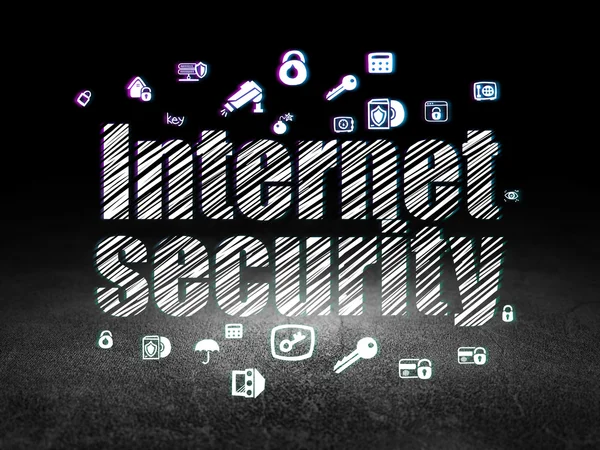 Veiligheidsconcept: Internet Security in grunge donkere kamer — Stockfoto