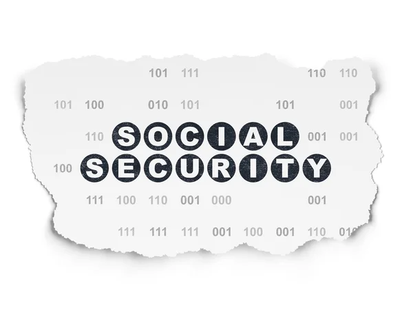 Koncepce ochrany: sociální zabezpečení na roztrhané papírové pozadí — Stock fotografie