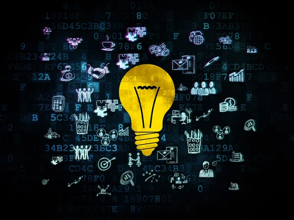 Affärsidé: lampa på digital bakgrund — Stockfoto