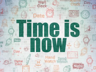 Zaman kavramı: dijital kağıt arka plan üzerinde şimdi zamanı