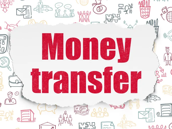 Bedrijfsconcept: Money Transfer op gescheurd papier achtergrond — Stockfoto