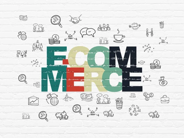 Business concept: e-commerce su sfondo wall — Foto Stock