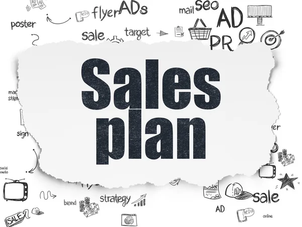 Reclame concept: Sales Plan op papier gescheurd achtergrond — Stockfoto