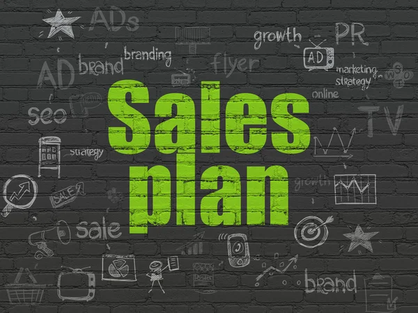 Advertising concept: Sales Plan on wall background — Stock Photo, Image