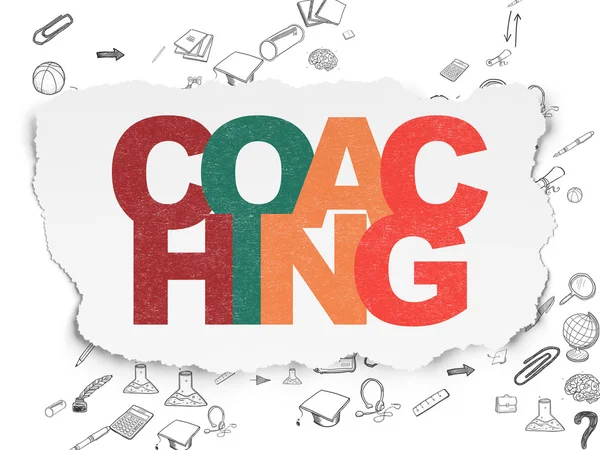 Lernkonzept: Coaching auf zerrissenem Papier — Stockfoto