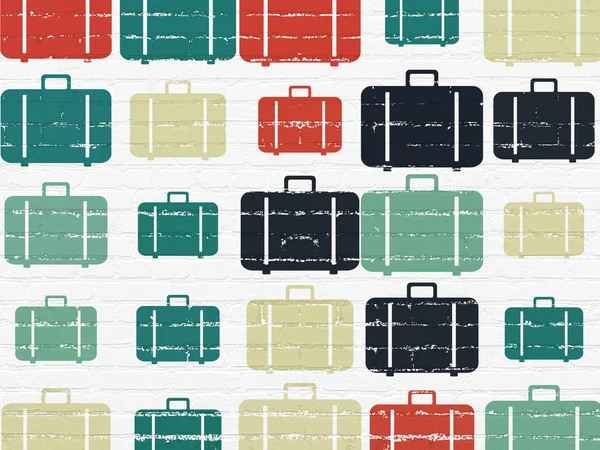 Travel concept: Bag icons on wall background — Stock Fotó