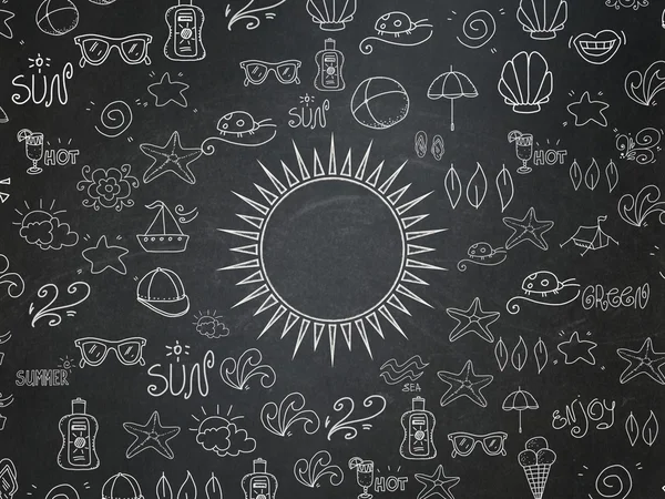 Vacation concept: Sun on School Board background — Zdjęcie stockowe