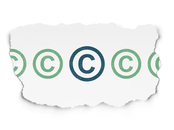 Law concept: copyright icon on Torn Paper background — Stock Photo, Image