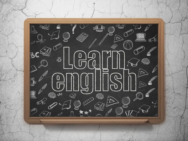 Learning concept: Learn English on School Board background — Stock fotografie