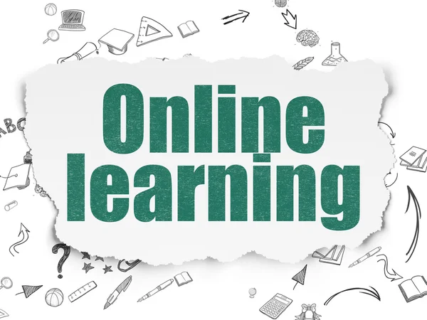 Education concept: Online Learning on Torn Paper background — Stock Photo, Image