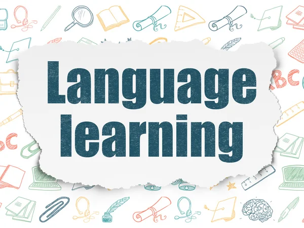 Education concept: Language Learning on Torn Paper background — Stock Photo, Image