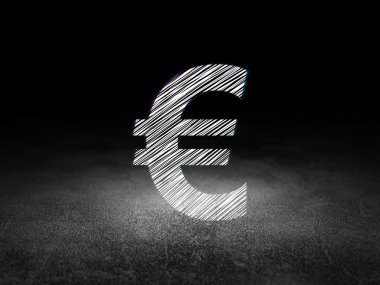 Currency concept: Euro in grunge dark room