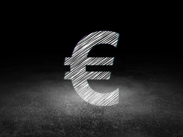 Concepto de moneda: Euro en sala oscura grunge — Foto de Stock