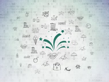 Tourism concept: Fireworks on Digital Paper background