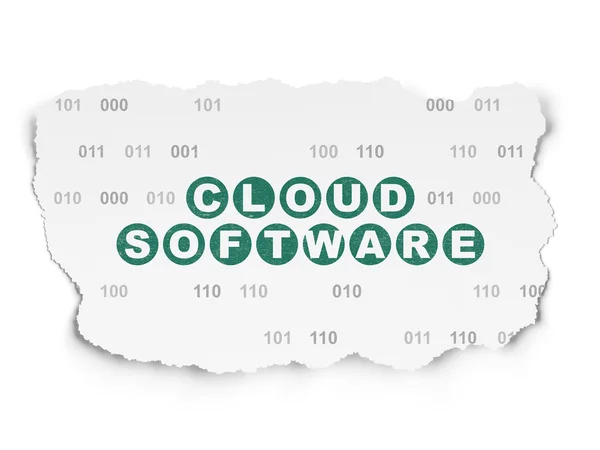 클라우드 네트워킹 개념: 찢어진 종이 배경에서 클라우드 소프트웨어 — 스톡 사진