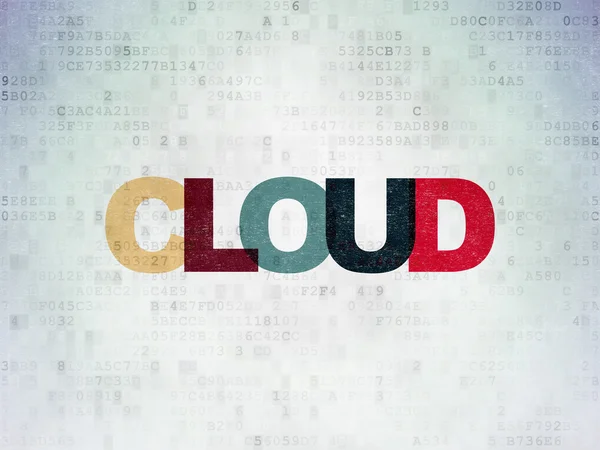 Концепція хмарних мереж: Хмара на фоні цифрового паперу — стокове фото