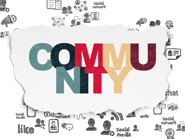 Social media concept: Community on Torn Paper background — Stock Photo, Image