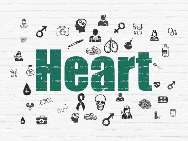 Концепція медицини: Серце на тлі стіни — стокове фото