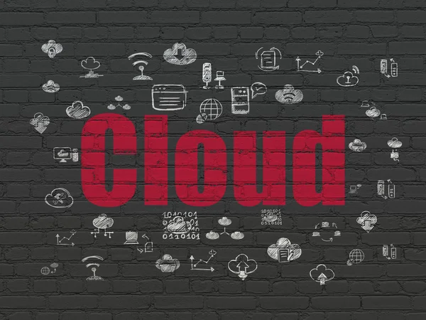 Concepto de tecnología Cloud: Nube sobre fondo de pared —  Fotos de Stock