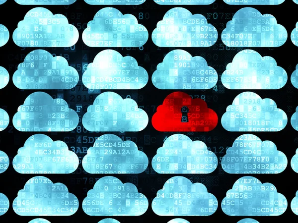 Cloud networking concept: cloud with keyhole icon on Digital background — Stockfoto